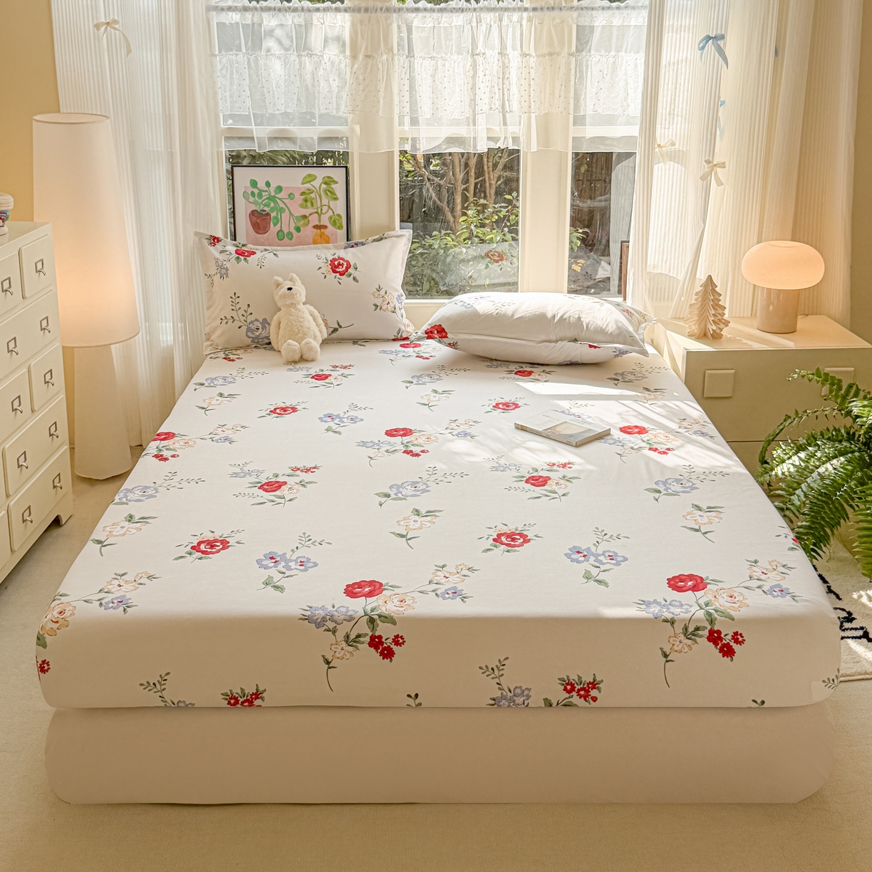 赫然家纺 2026新款芦荟棉床笠三件套（床笠+枕套） 梦心语