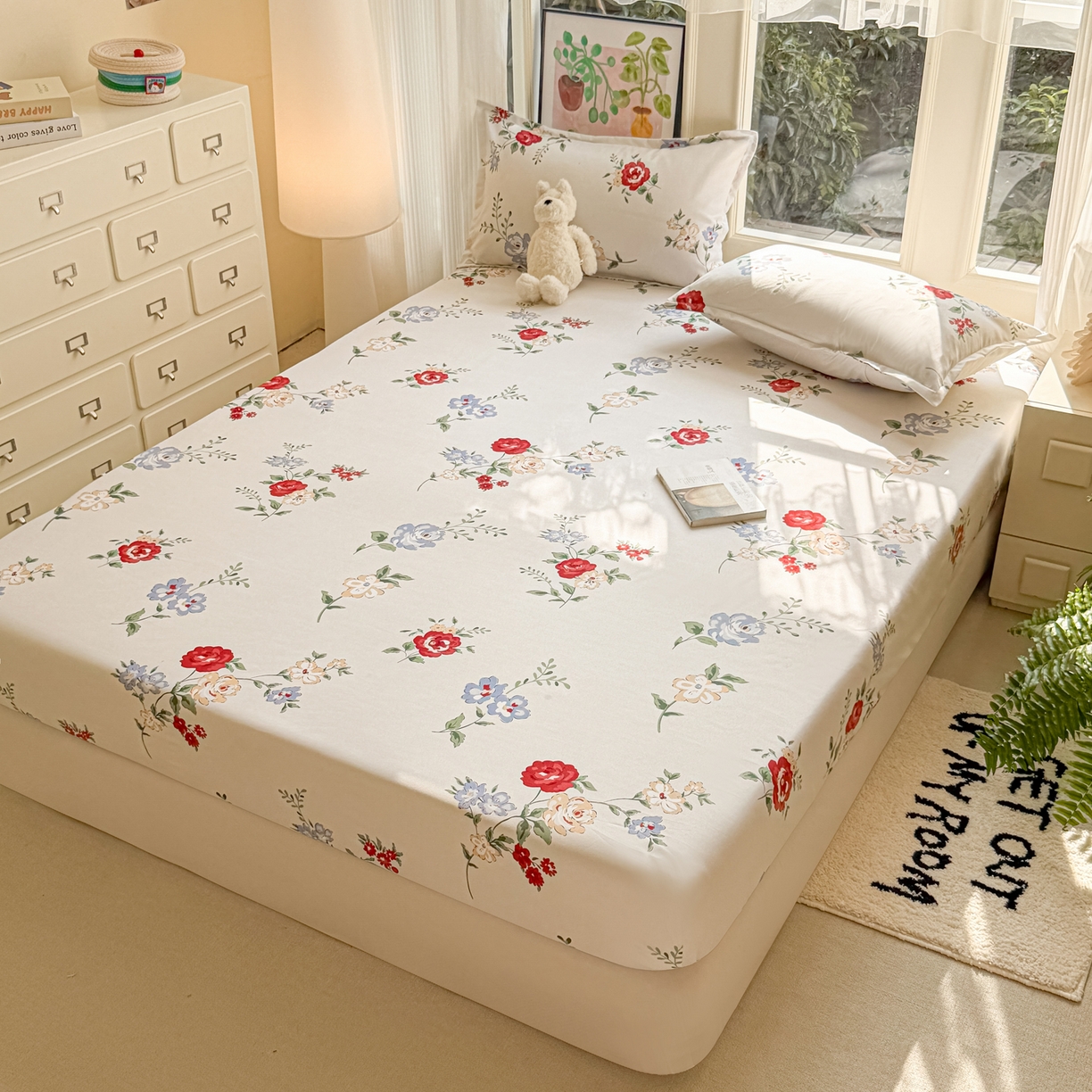 91家纺网 家纺一手货源 找家纺 赫然家纺 2026新款芦荟棉床笠三件套（床笠+枕套） 梦心语