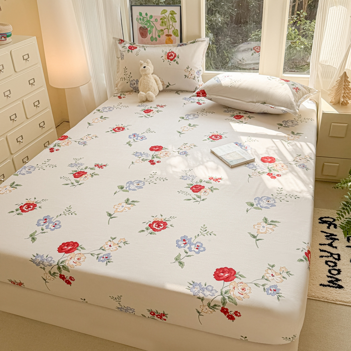 91家纺网 家纺一手货源 找家纺 赫然家纺 2026新款芦荟棉床笠三件套（床笠+枕套） 梦心语