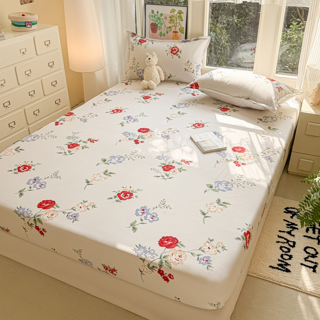 91家纺网 家纺一手货源 找家纺 赫然家纺 2026新款芦荟棉床笠三件套（床笠+枕套） 梦心语