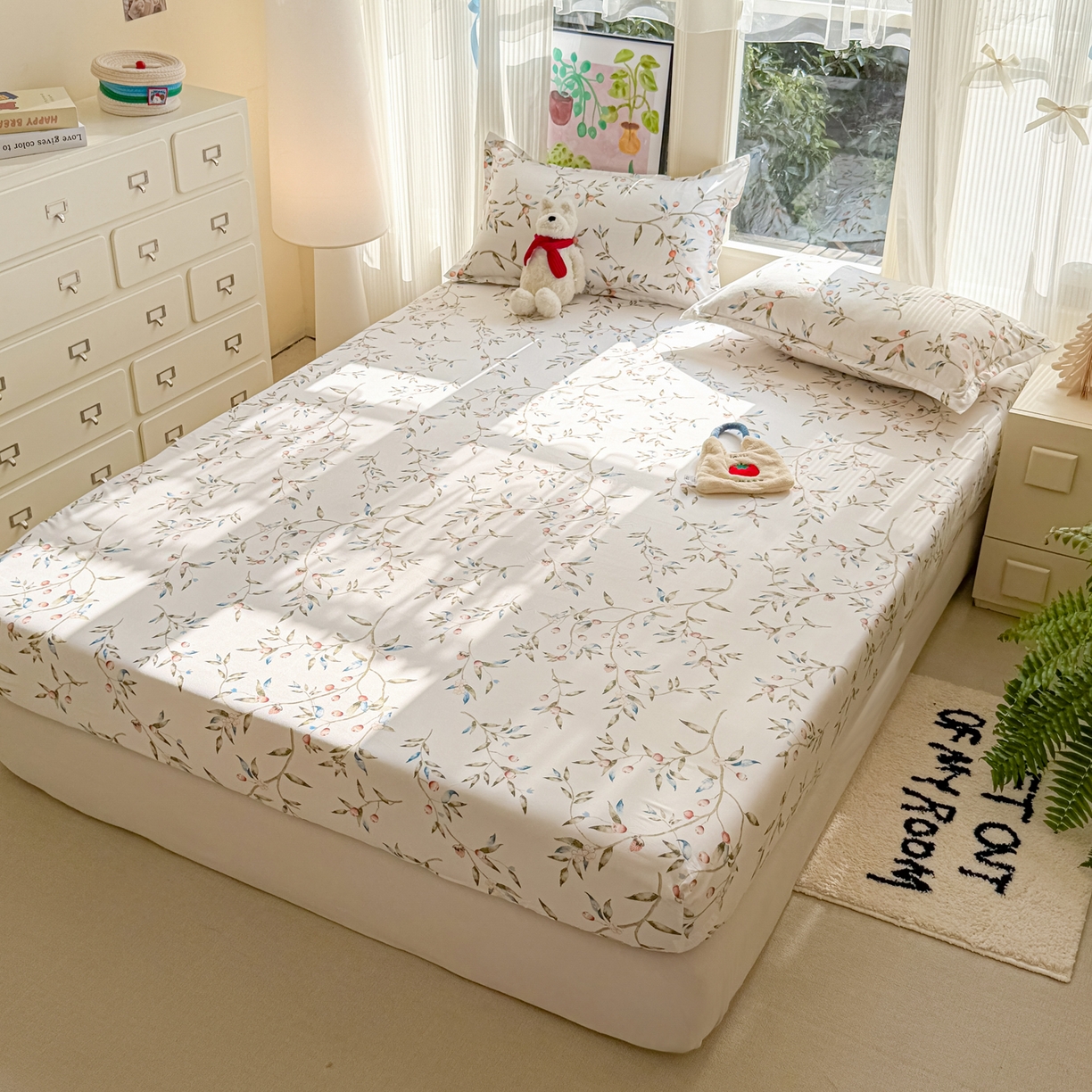 91家纺网 家纺一手货源 找家纺 赫然家纺 2026新款芦荟棉床笠三件套（床笠+枕套） 春晓