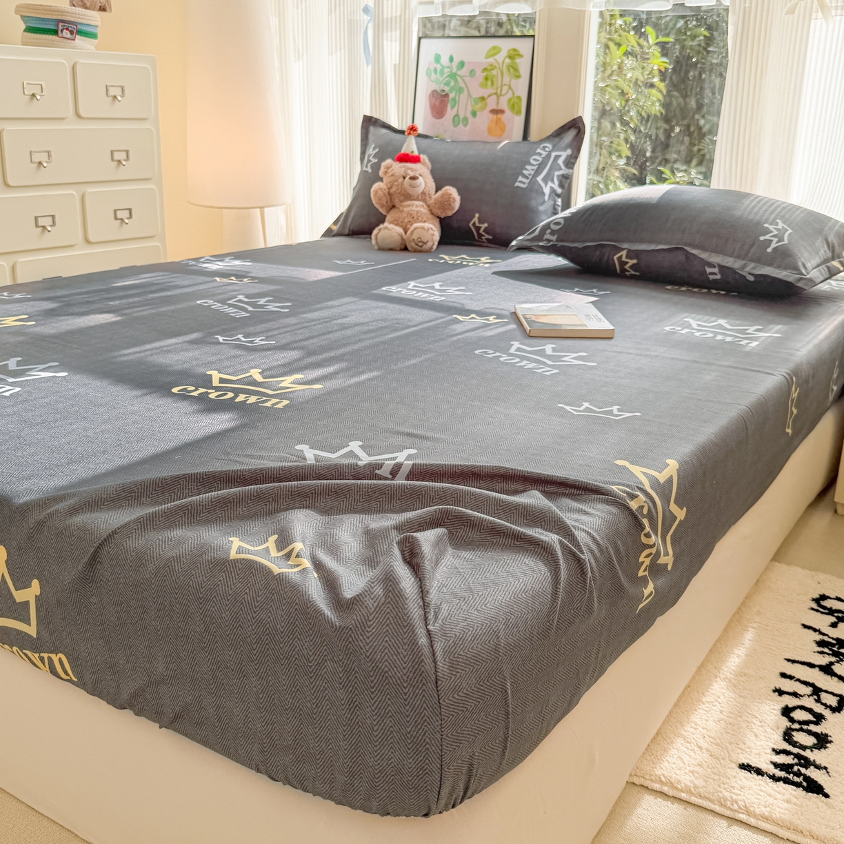 91家纺网 家纺一手货源 找家纺 赫然家纺 2026新款芦荟棉床笠三件套（床笠+枕套） 加冕