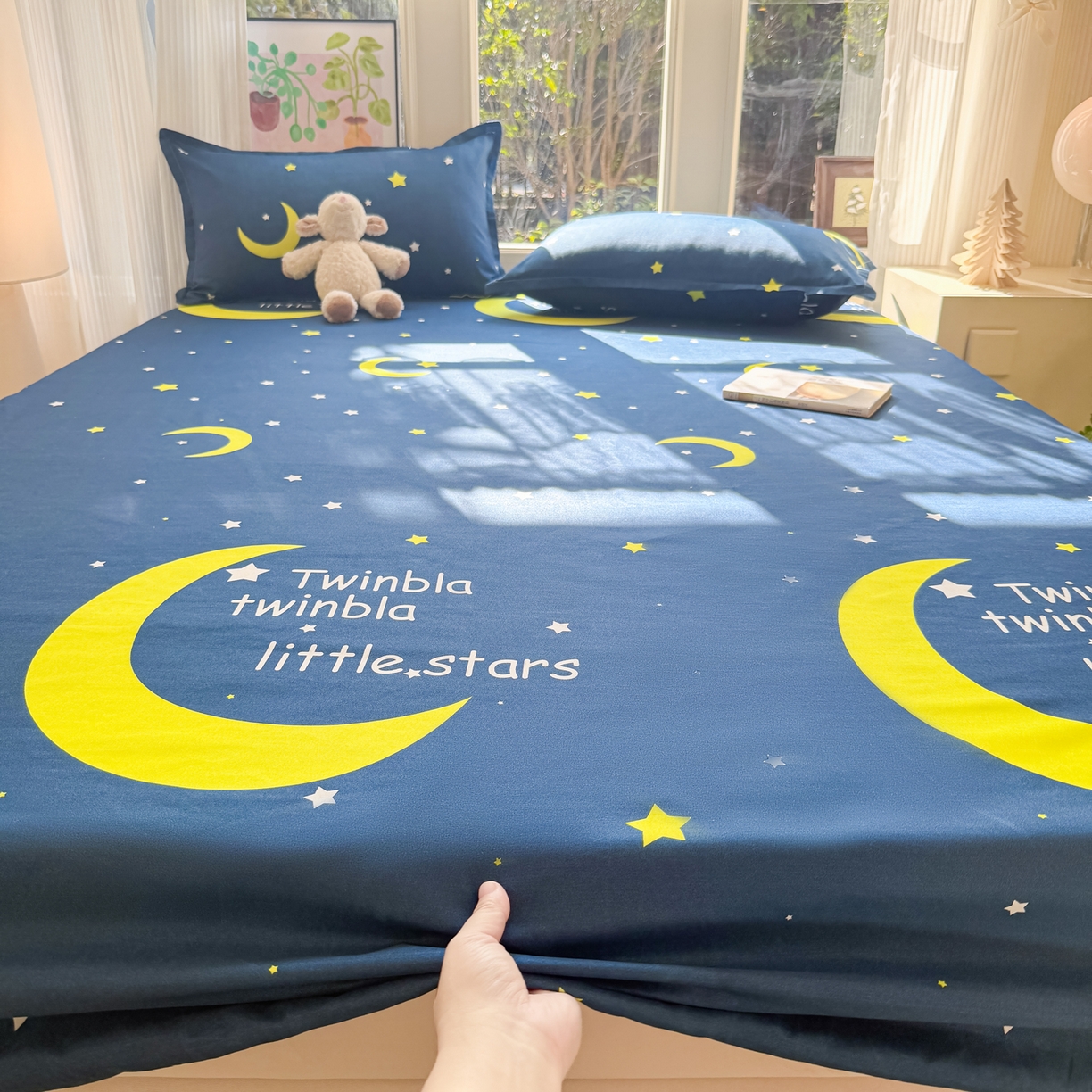 91家纺网 家纺一手货源 找家纺 赫然家纺 2026新款芦荟棉床笠三件套（床笠+枕套） 月色星空