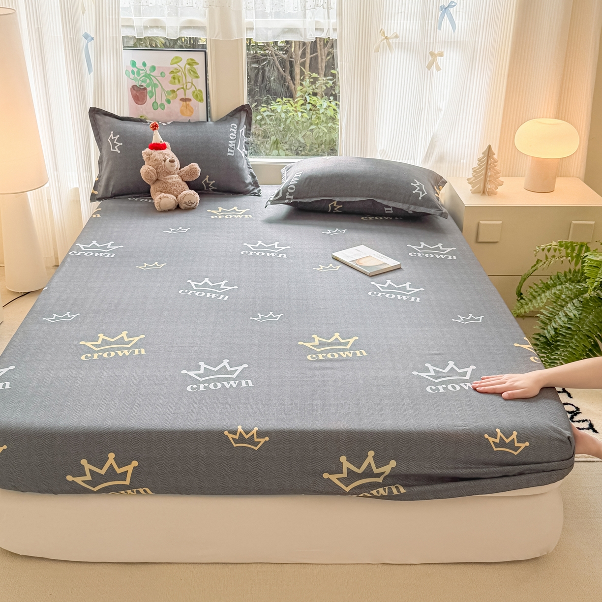 91家纺网 家纺一手货源 找家纺 赫然家纺 2026新款芦荟棉床笠三件套（床笠+枕套） 加冕