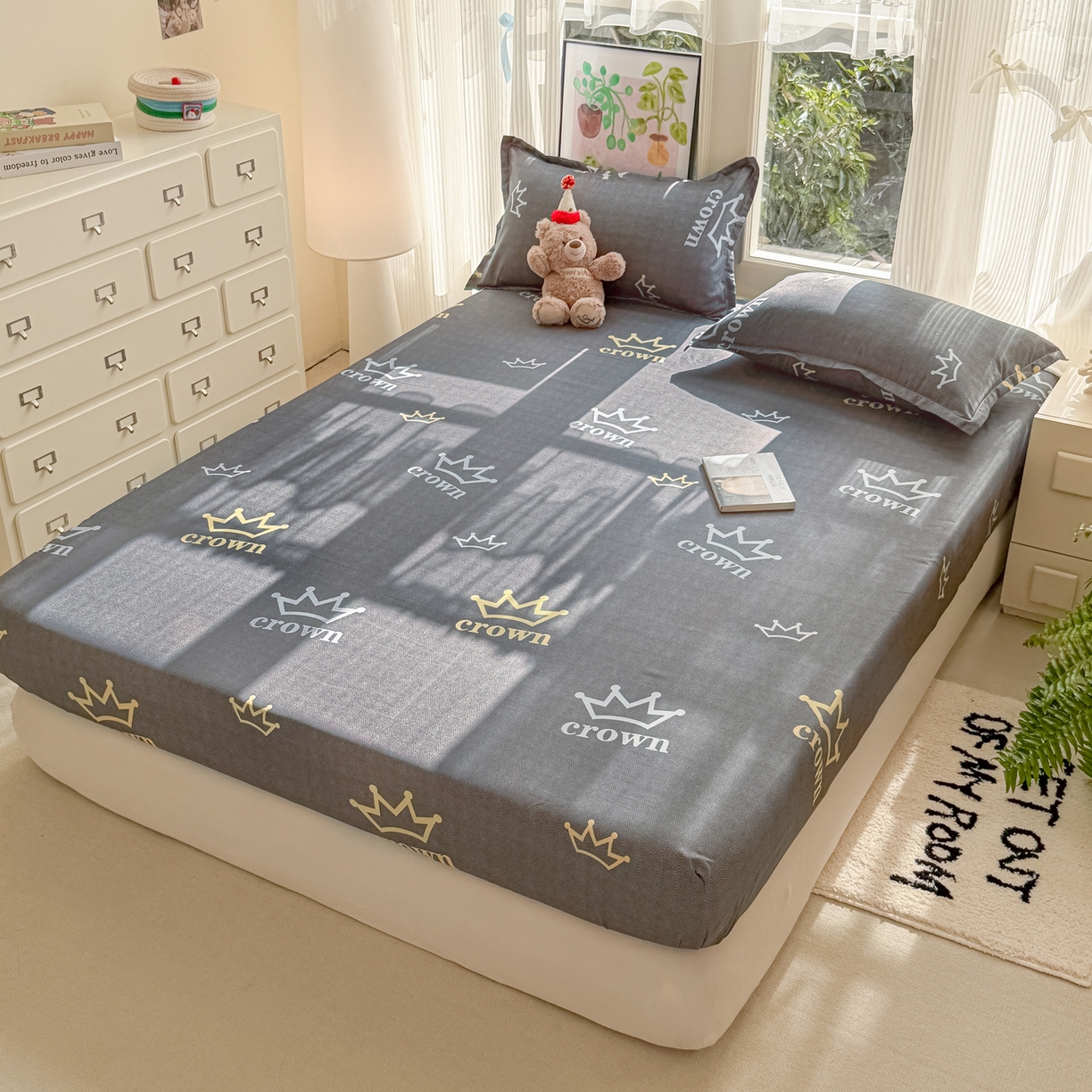 91家纺网 家纺一手货源 找家纺 赫然家纺 2026新款芦荟棉床笠三件套（床笠+枕套） 加冕