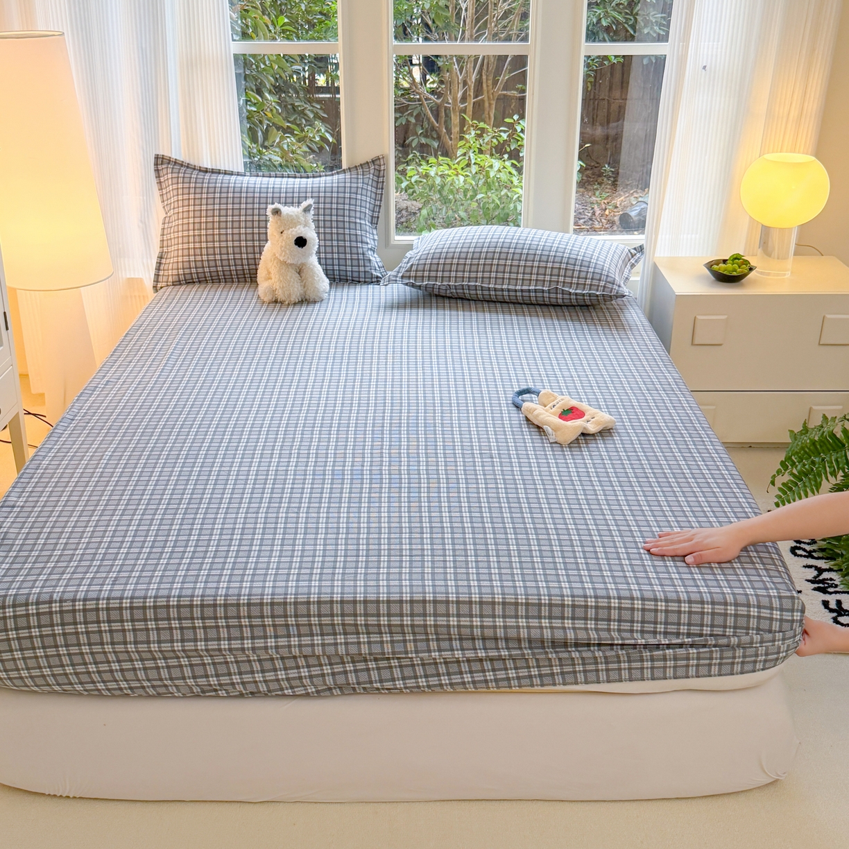 91家纺网 家纺一手货源 找家纺 赫然家纺 2026新款芦荟棉床笠三件套（床笠+枕套） 思慕