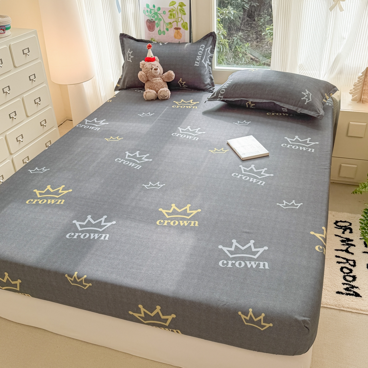 91家纺网 家纺一手货源 找家纺 赫然家纺 2026新款芦荟棉床笠三件套（床笠+枕套） 加冕