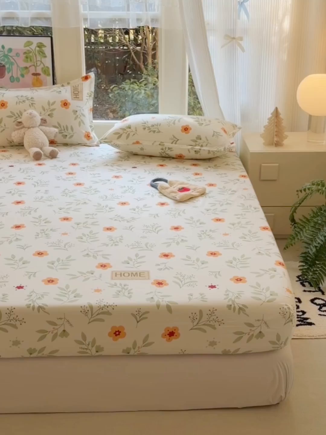 91家纺网 家纺一手货源 找家纺 赫然家纺 2026新款芦荟棉床笠三件套（床笠+枕套） 薄荷青柠