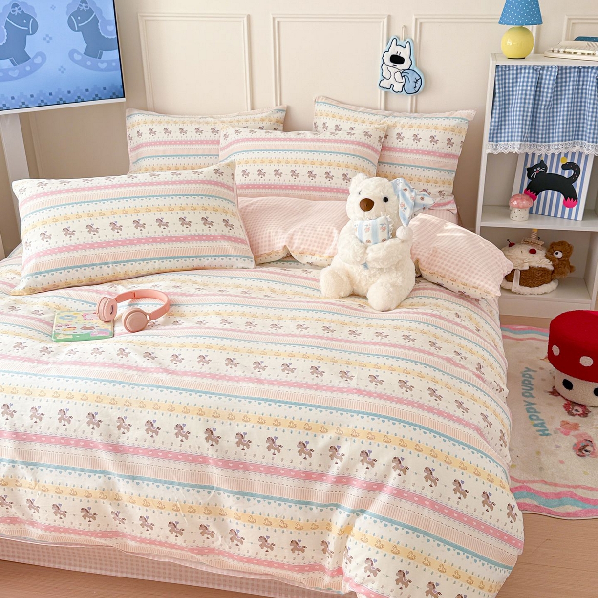 91家纺网 家纺一手货源 找家纺 （总）女子家纺 2026新款全棉12868卡通印花四件套大耳朵兔兔系列