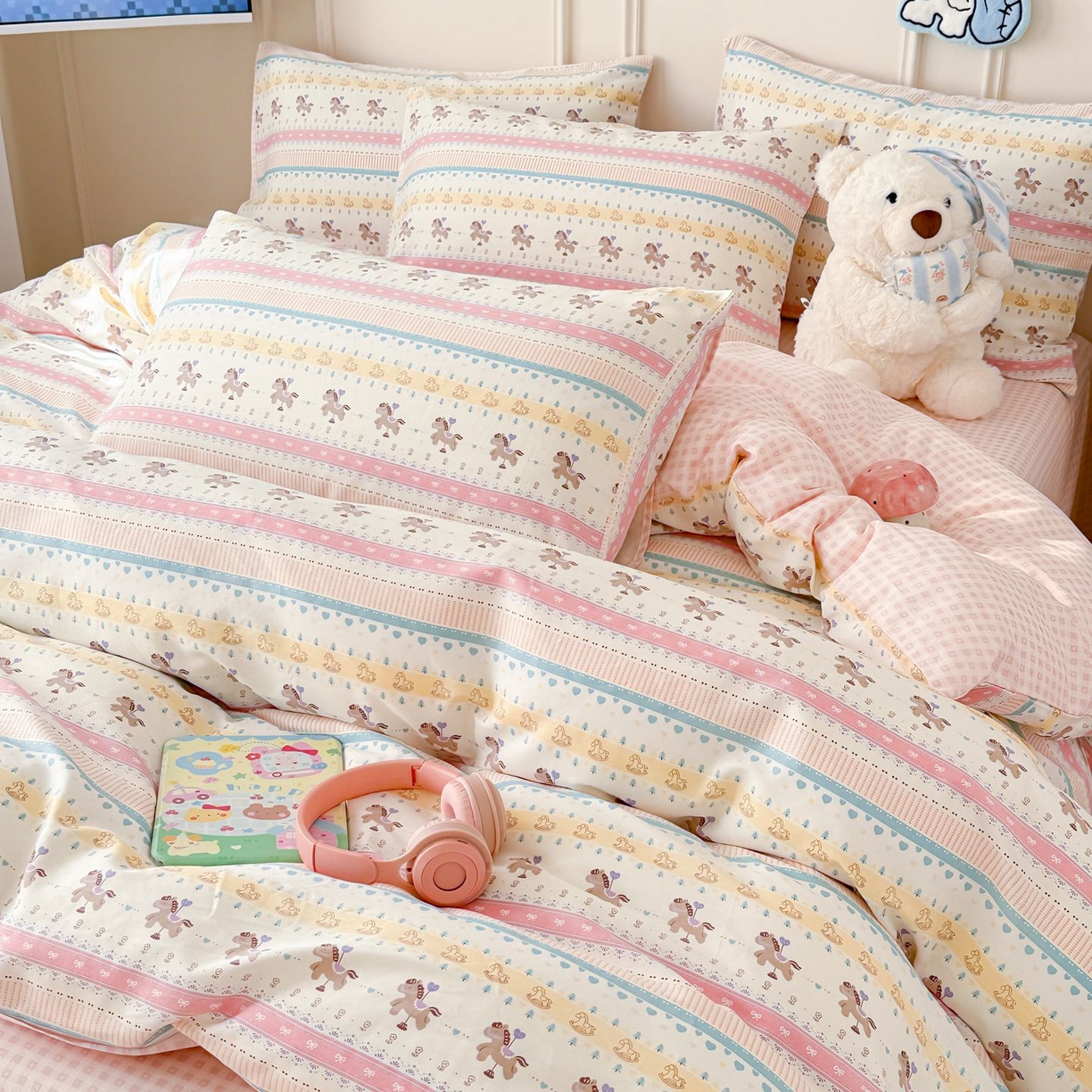 91家纺网 家纺一手货源 找家纺 （总）女子家纺 2026新款全棉12868卡通印花四件套大耳朵兔兔系列