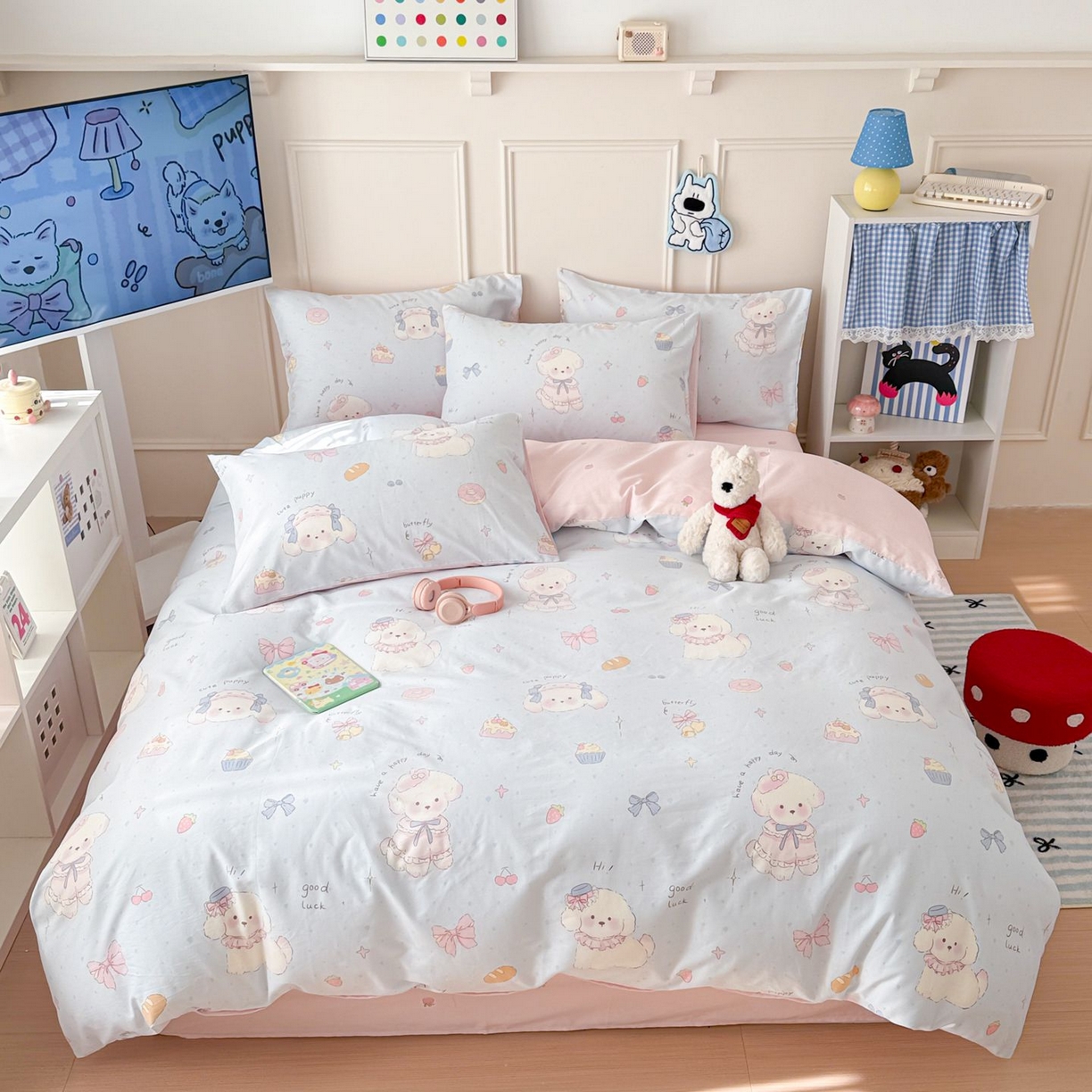 91家纺网 家纺一手货源 找家纺 （总）女子家纺 2026新款全棉12868卡通印花四件套大耳朵兔兔系列