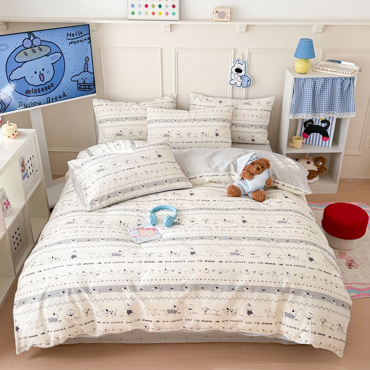 91家纺网 家纺一手货源 找家纺 （总）女子家纺 2026新款全棉12868卡通印花四件套大耳朵兔兔系列