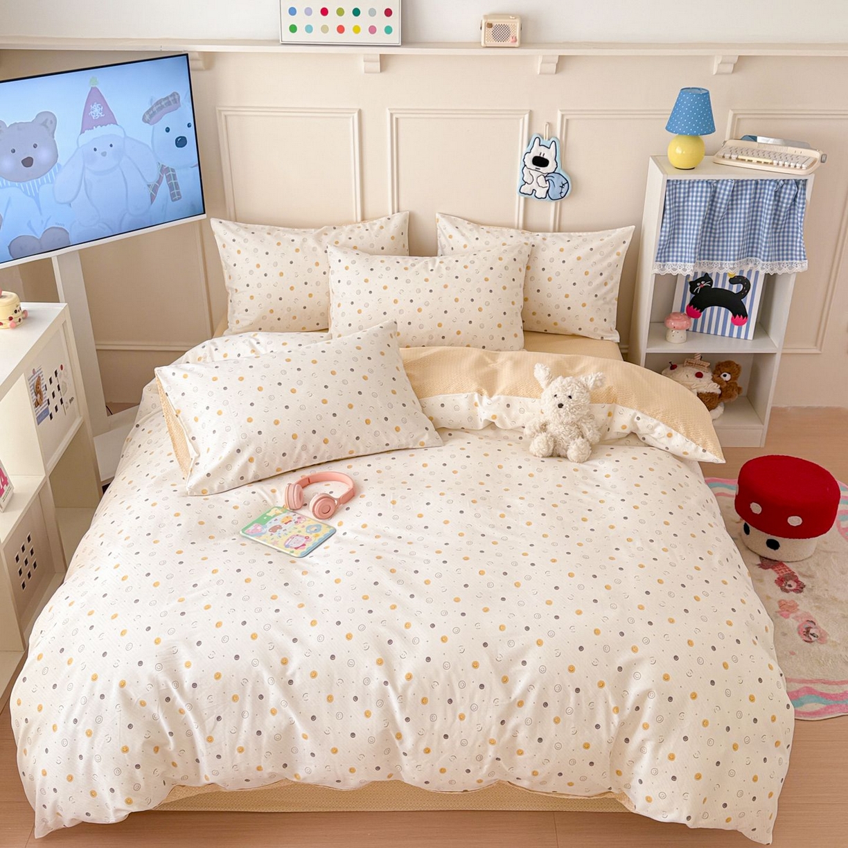 91家纺网 家纺一手货源 找家纺 （总）女子家纺 2026新款全棉12868卡通印花四件套大耳朵兔兔系列