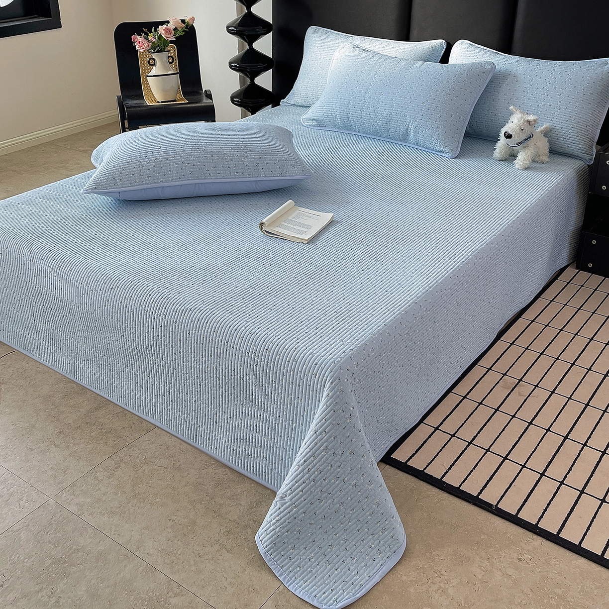 91家纺网 家纺一手货源 找家纺 （总）金丝兔 2026新款复古碎花亲肤水洗棉单床盖仿棉夹棉床盖床盖三件套