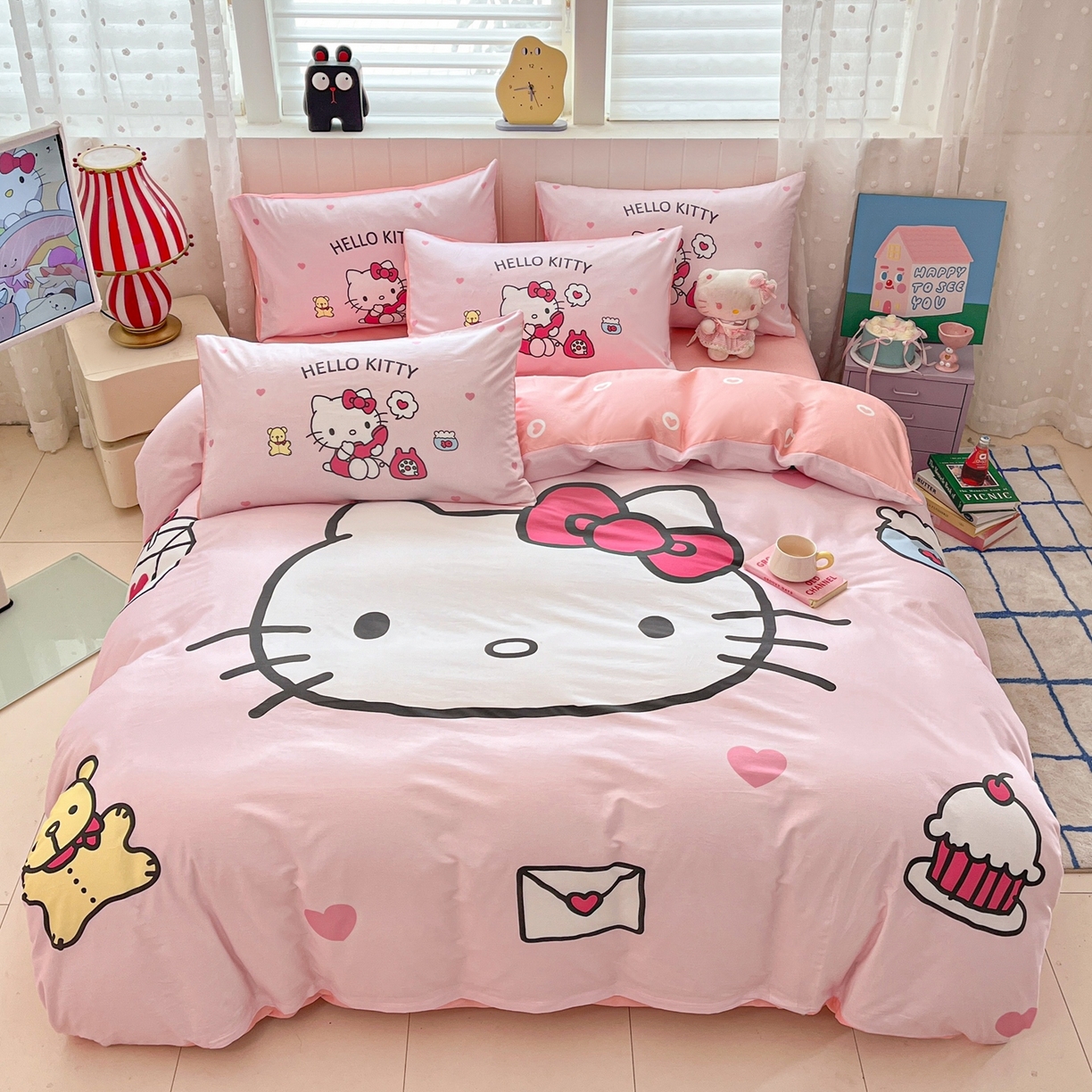 91家纺网 家纺一手货源 找家纺 （总）博雅 2026春夏新款三丽鸥新花型全棉纯棉大版印花四件套