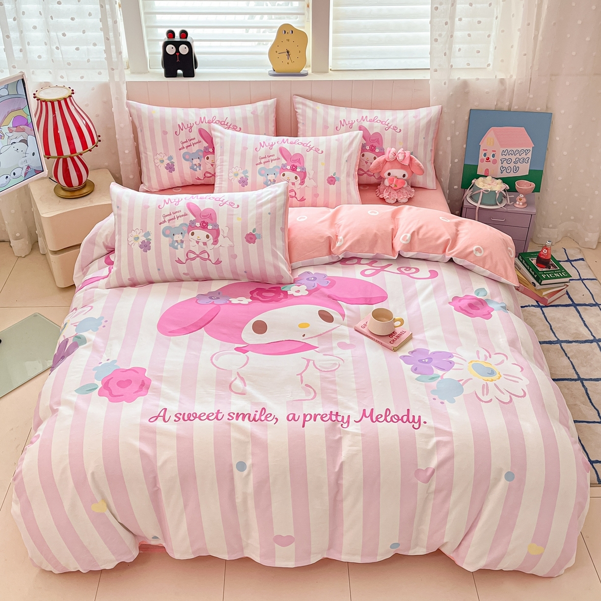 91家纺网 家纺一手货源 找家纺 （总）博雅 2026春夏新款三丽鸥新花型全棉纯棉大版印花四件套