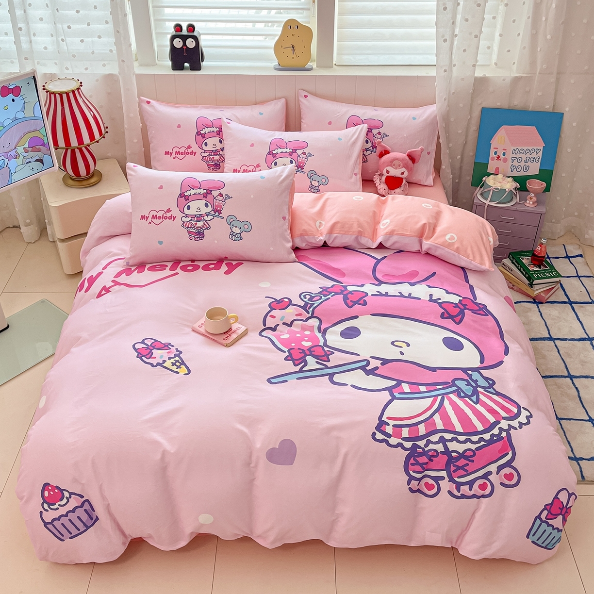 91家纺网 家纺一手货源 找家纺 （总）博雅 2026春夏新款三丽鸥新花型全棉纯棉大版印花四件套