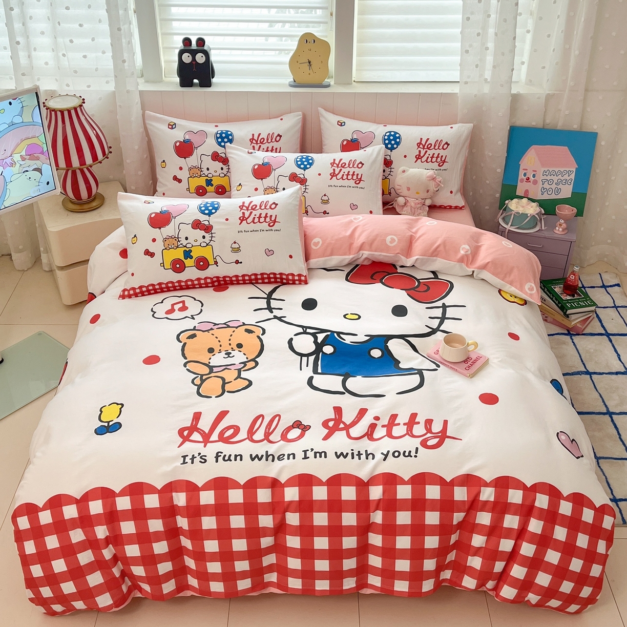 博雅 2026春夏新款三丽鸥新花型全棉纯棉大版印花四件套 全棉大版-乐园kt