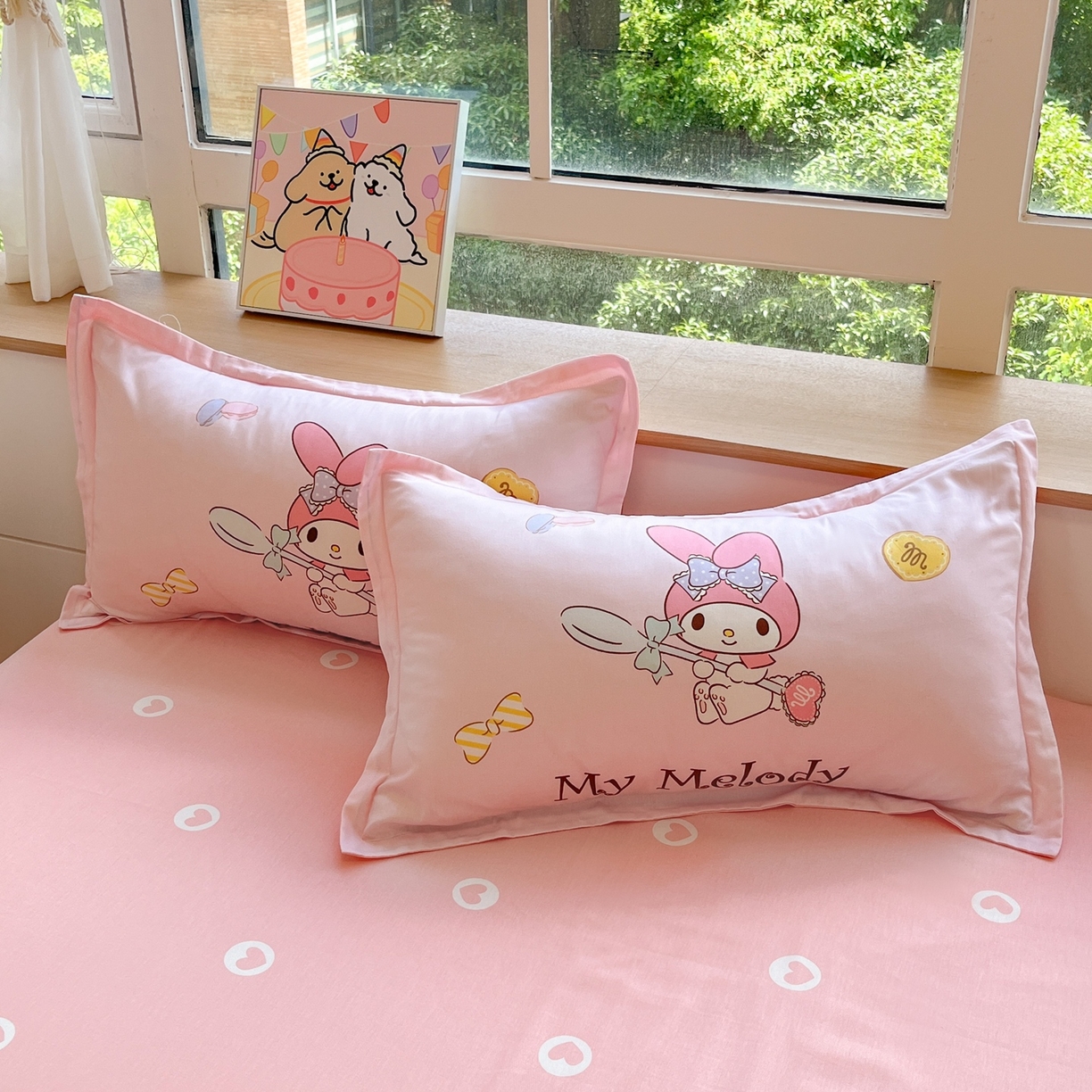 91家纺网 家纺一手货源 找家纺 博雅 2026春夏新款三丽鸥新花型全棉纯棉大版印花四件套 全棉大版（升级款信封枕）蛋糕美乐蒂