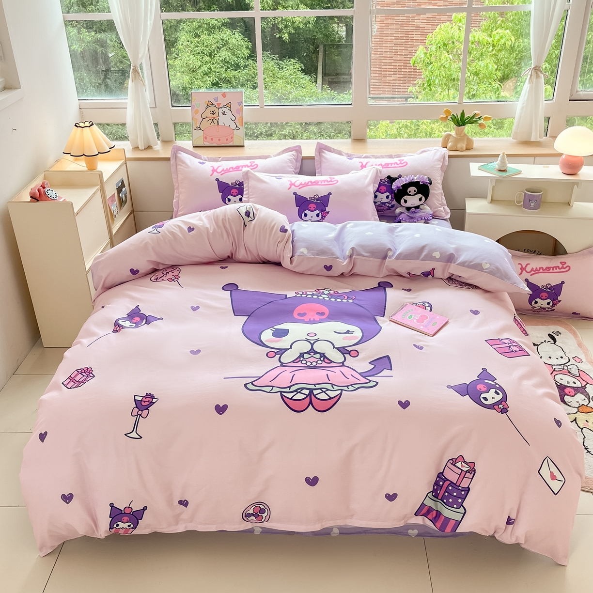 博雅 2026春夏新款三丽鸥新花型全棉纯棉大版印花四件套 全棉大版（升级款信封枕）礼盒库洛米