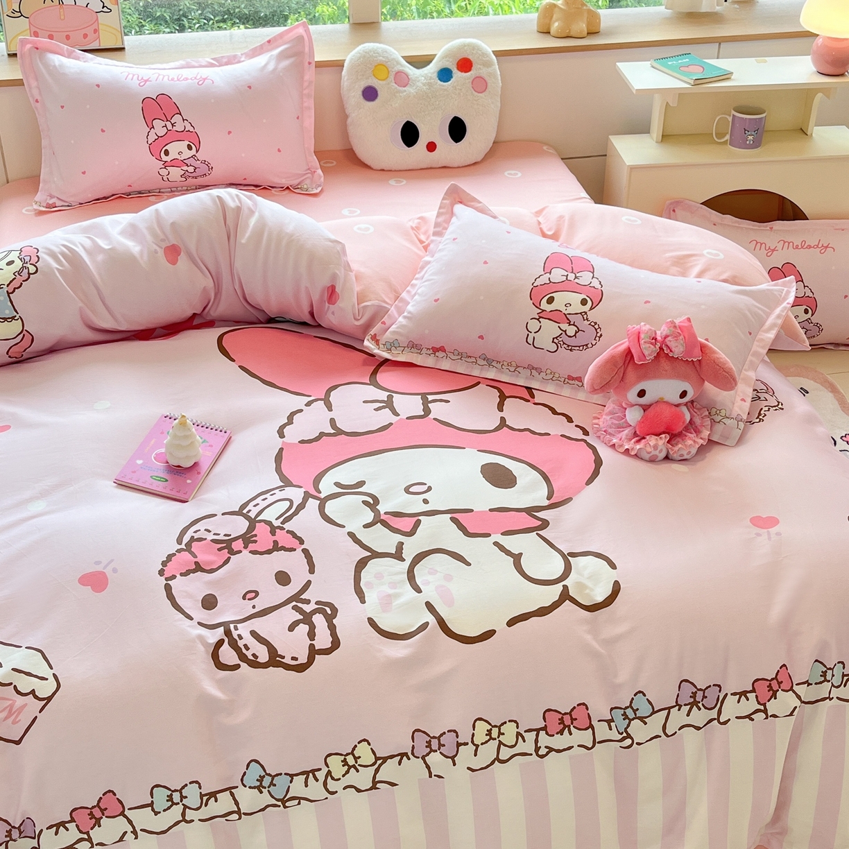 91家纺网 家纺一手货源 找家纺 博雅 2026春夏新款三丽鸥新花型全棉纯棉大版印花四件套 全棉大版（升级款信封枕）木马美乐蒂