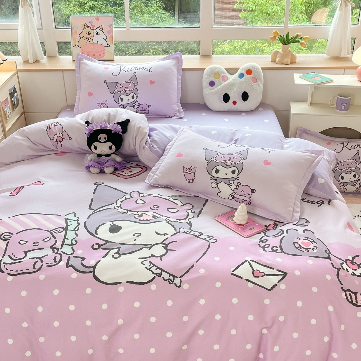 91家纺网 家纺一手货源 找家纺 博雅 2026春夏新款三丽鸥新花型全棉纯棉大版印花四件套 全棉大版（升级款信封枕）晚安库洛米