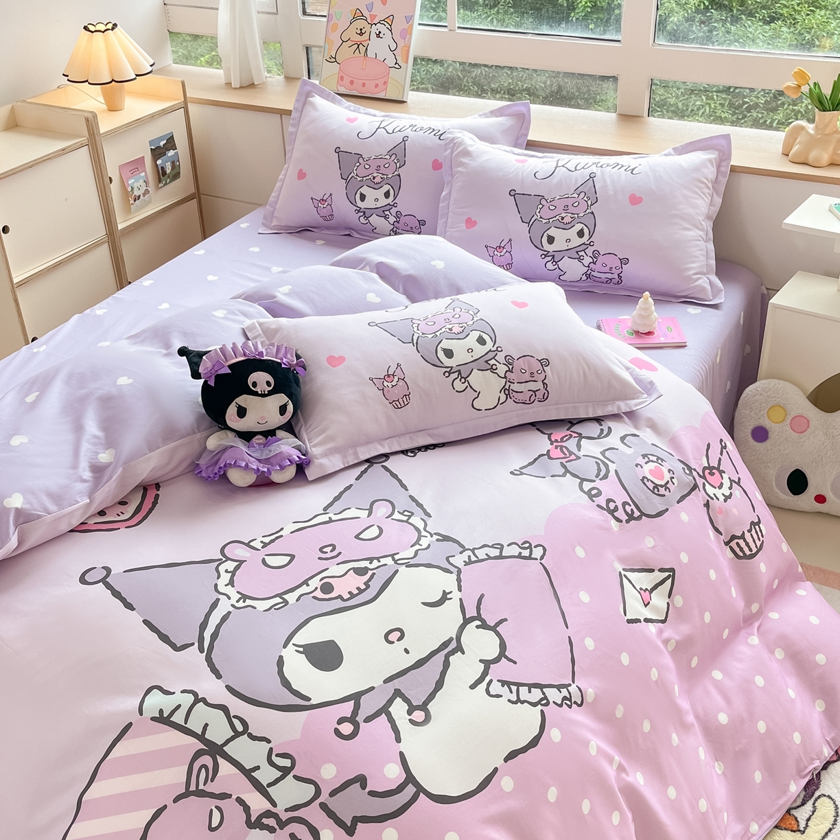 91家纺网 家纺一手货源 找家纺 博雅 2026春夏新款三丽鸥新花型全棉纯棉大版印花四件套 全棉大版（升级款信封枕）晚安库洛米