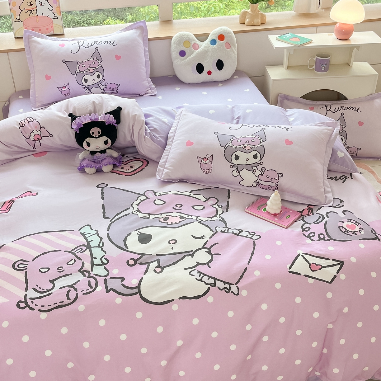 91家纺网 家纺一手货源 找家纺 博雅 2026春夏新款三丽鸥新花型全棉纯棉大版印花四件套 全棉大版（升级款信封枕）晚安库洛米