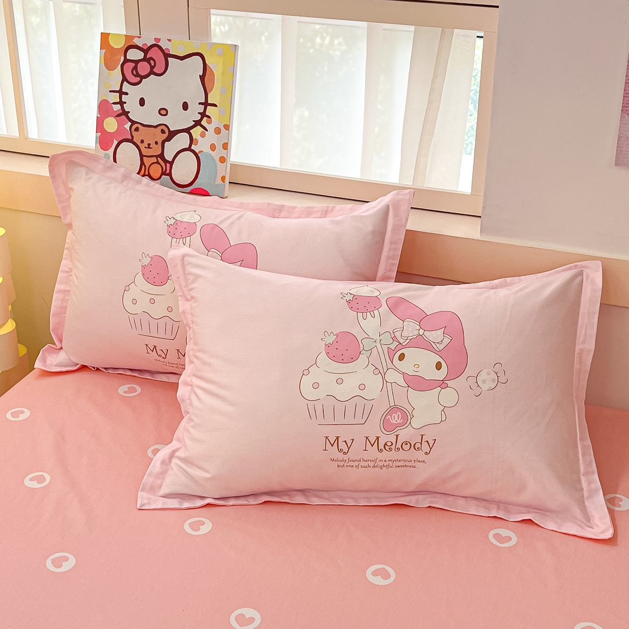 91家纺网 家纺一手货源 找家纺 博雅 2026春夏新款三丽鸥新花型全棉纯棉大版印花四件套 全棉大版（升级款信封枕）音乐美乐蒂