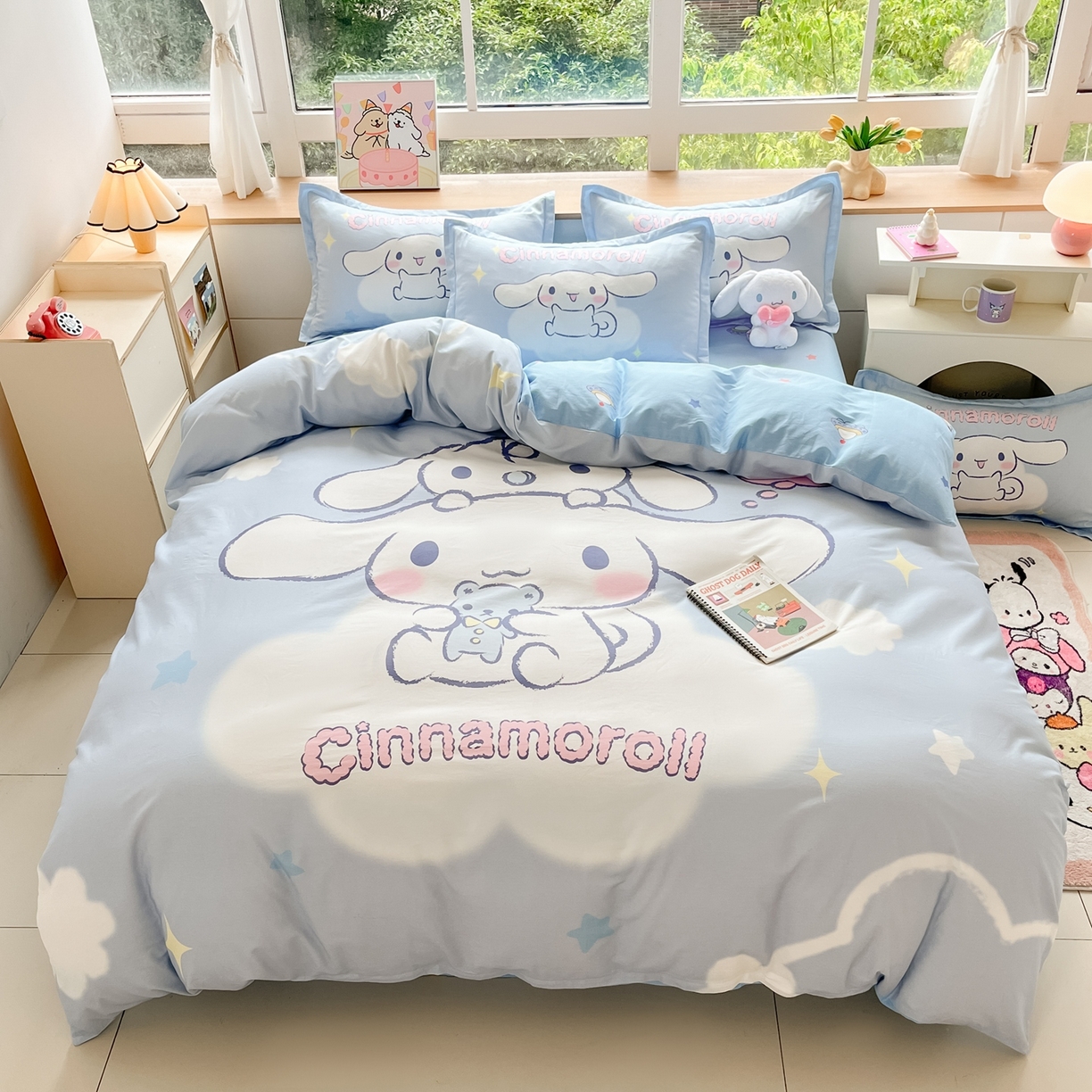 博雅 2026春夏新款三丽鸥新花型全棉纯棉大版印花四件套 全棉大版（升级款信封枕）云朵玉桂狗