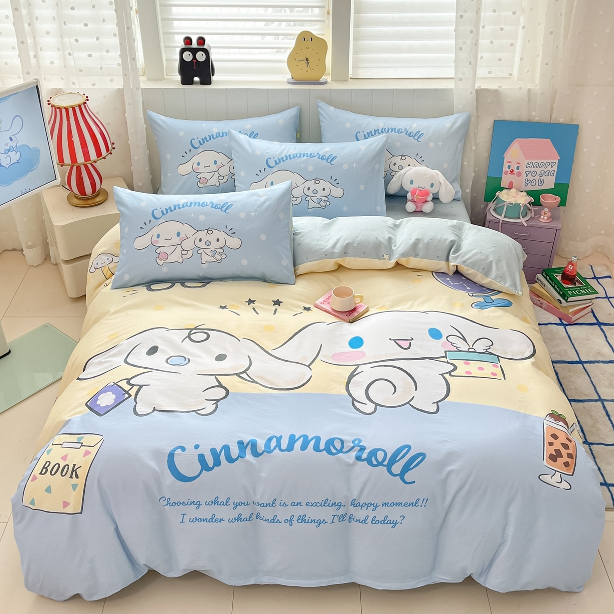 博雅 2026春夏新款三丽鸥新花型全棉纯棉大版印花四件套 全棉大版-蛋黄玉桂狗