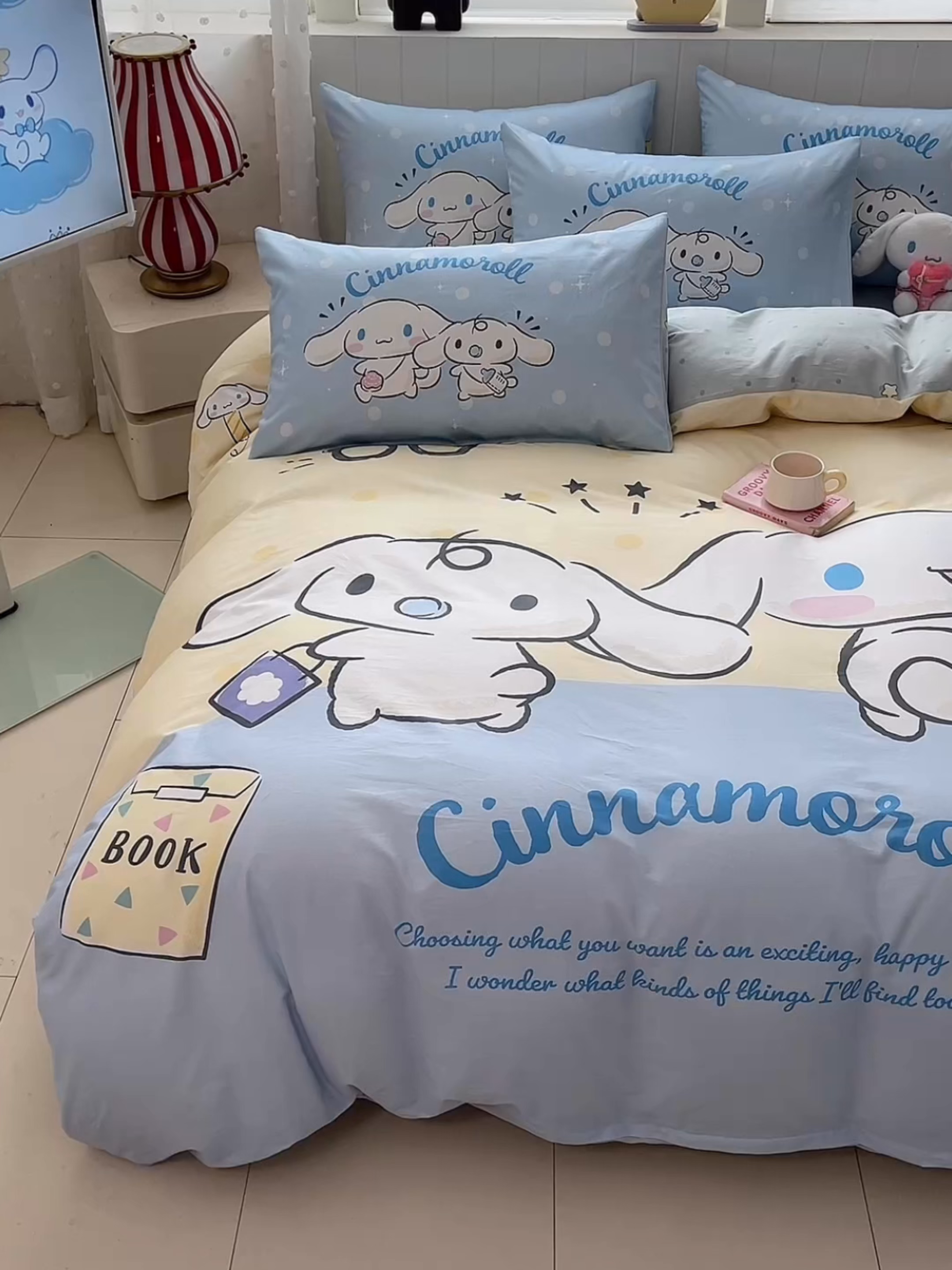 91家纺网 家纺一手货源 找家纺 博雅 2026春夏新款三丽鸥新花型全棉纯棉大版印花四件套 全棉大版-蛋黄玉桂狗