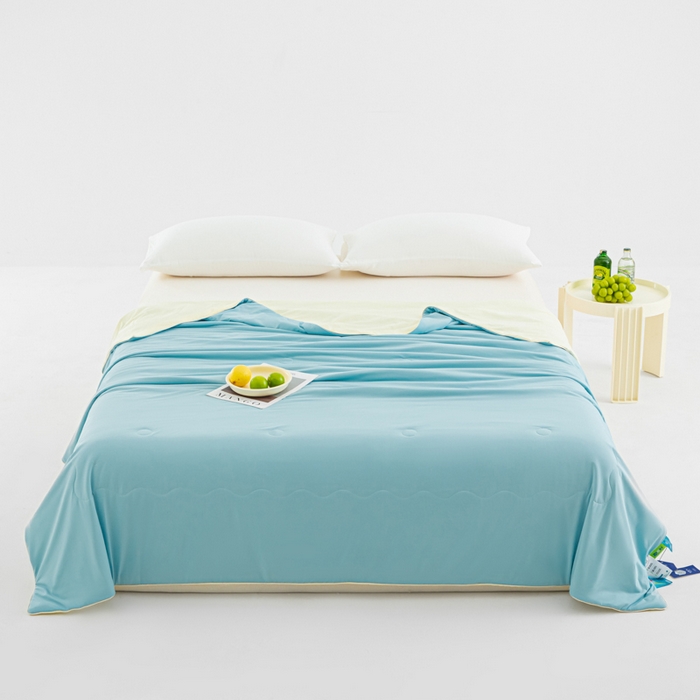 91家纺网 家纺一手货源 找家纺 爱彼家纺 2026新款冰卡Pro+深睡双面用锦纶夏被空调被夏季A类纯色双拼凉感薄被子可机洗被芯-冰卡系列二 冰卡-天蓝+芝士