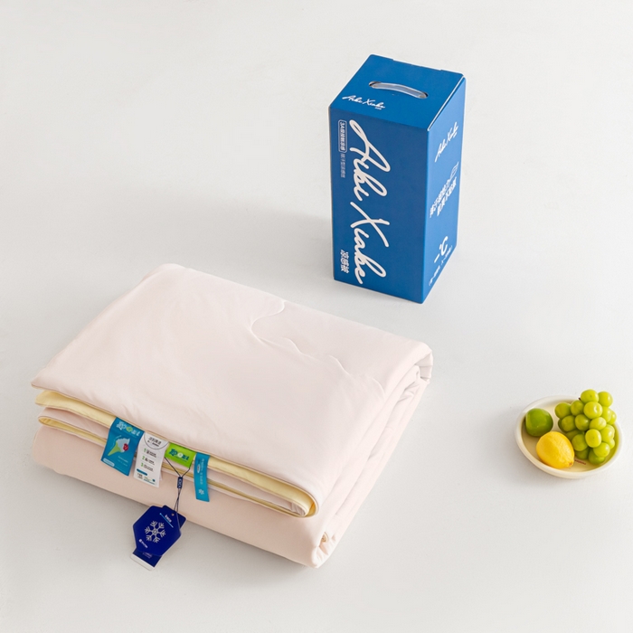 91家纺网 家纺一手货源 找家纺 爱彼家纺 2026新款冰卡Pro+深睡双面用锦纶夏被空调被夏季A类纯色双拼凉感薄被子可机洗被芯-冰卡系列二 冰卡-浅粉+芝士