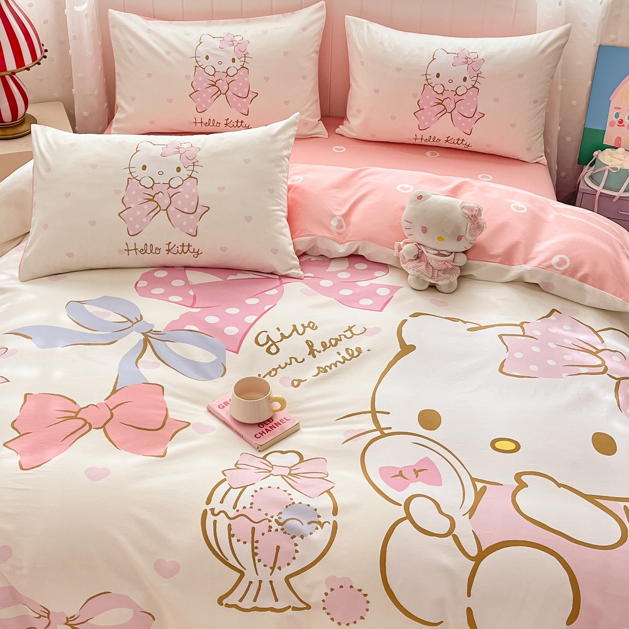 91家纺网 家纺一手货源 找家纺 博雅 2026春夏新款三丽鸥新花型全棉纯棉大版印花四件套 全棉大版-粉粉kt