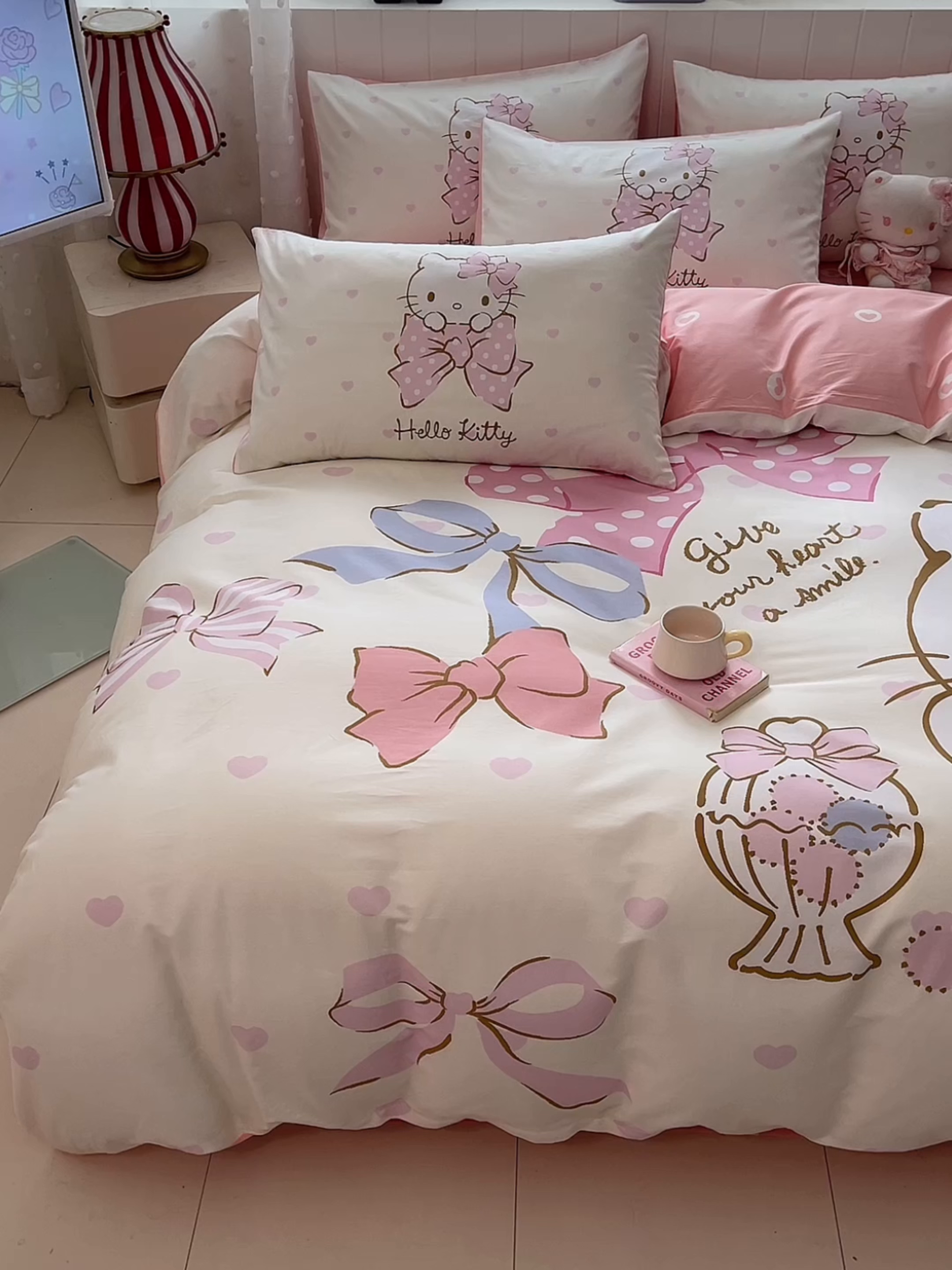 91家纺网 家纺一手货源 找家纺 博雅 2026春夏新款三丽鸥新花型全棉纯棉大版印花四件套 全棉大版-粉粉kt