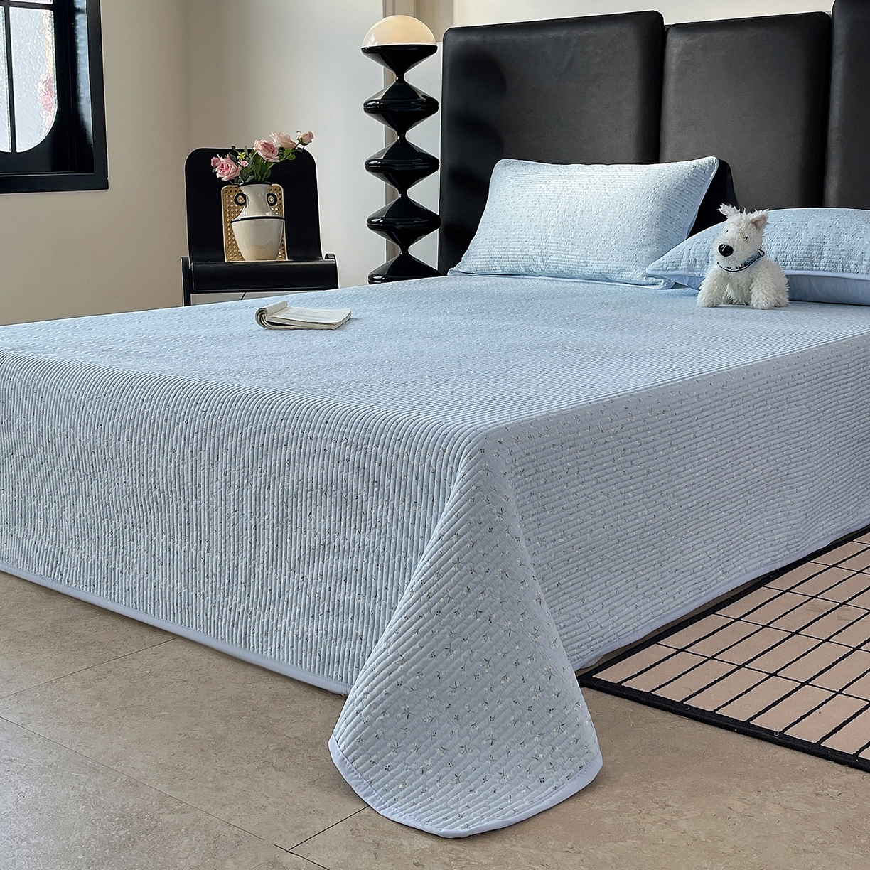 91家纺网 家纺一手货源 找家纺 金丝兔 2026新款复古碎花亲肤水洗棉单床盖仿棉夹棉床盖床盖三件套 艾芮