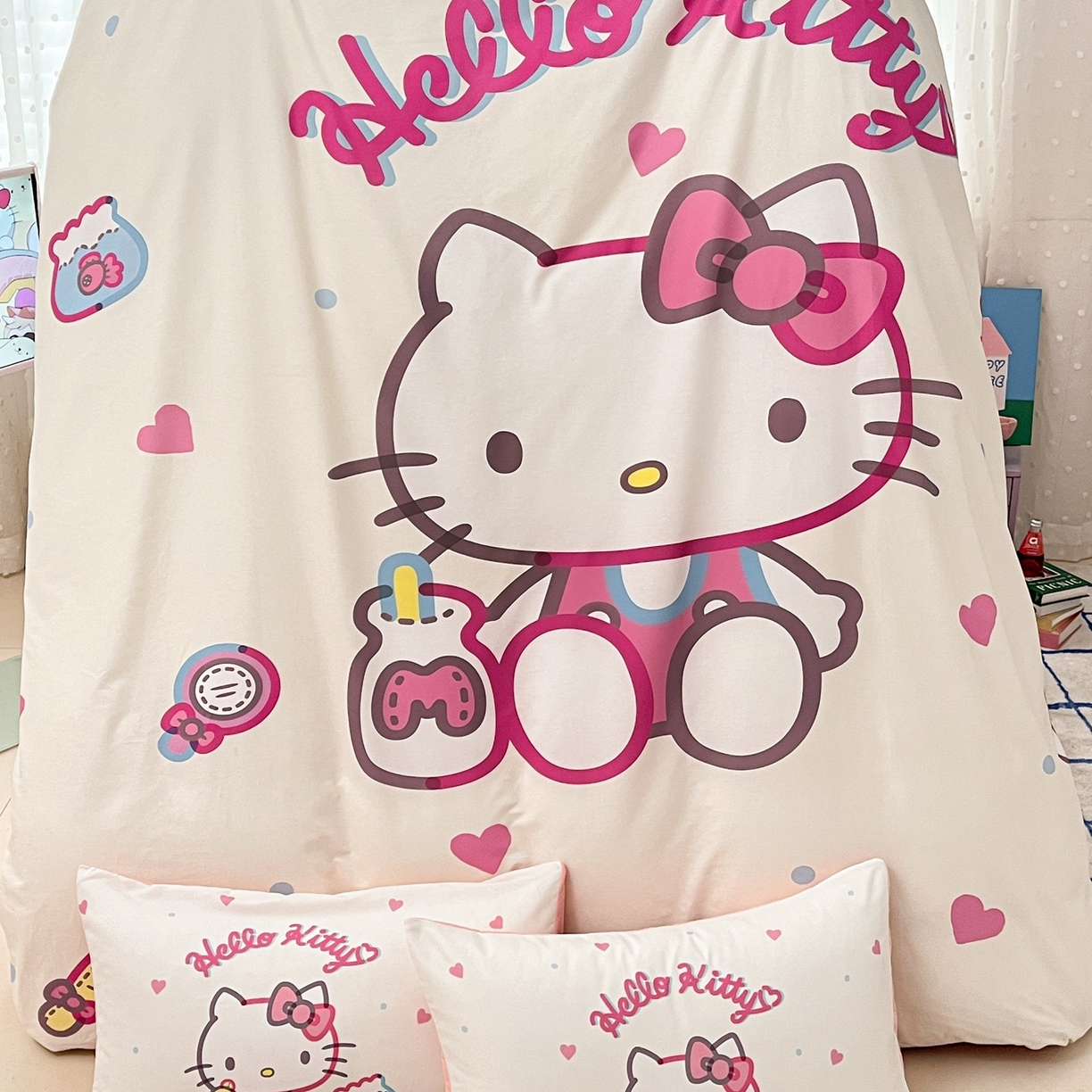 91家纺网 家纺一手货源 找家纺 博雅 2026春夏新款三丽鸥新花型全棉纯棉大版印花四件套 全棉大版-镜子kt