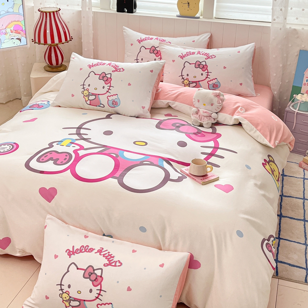 91家纺网 家纺一手货源 找家纺 博雅 2026春夏新款三丽鸥新花型全棉纯棉大版印花四件套 全棉大版-镜子kt