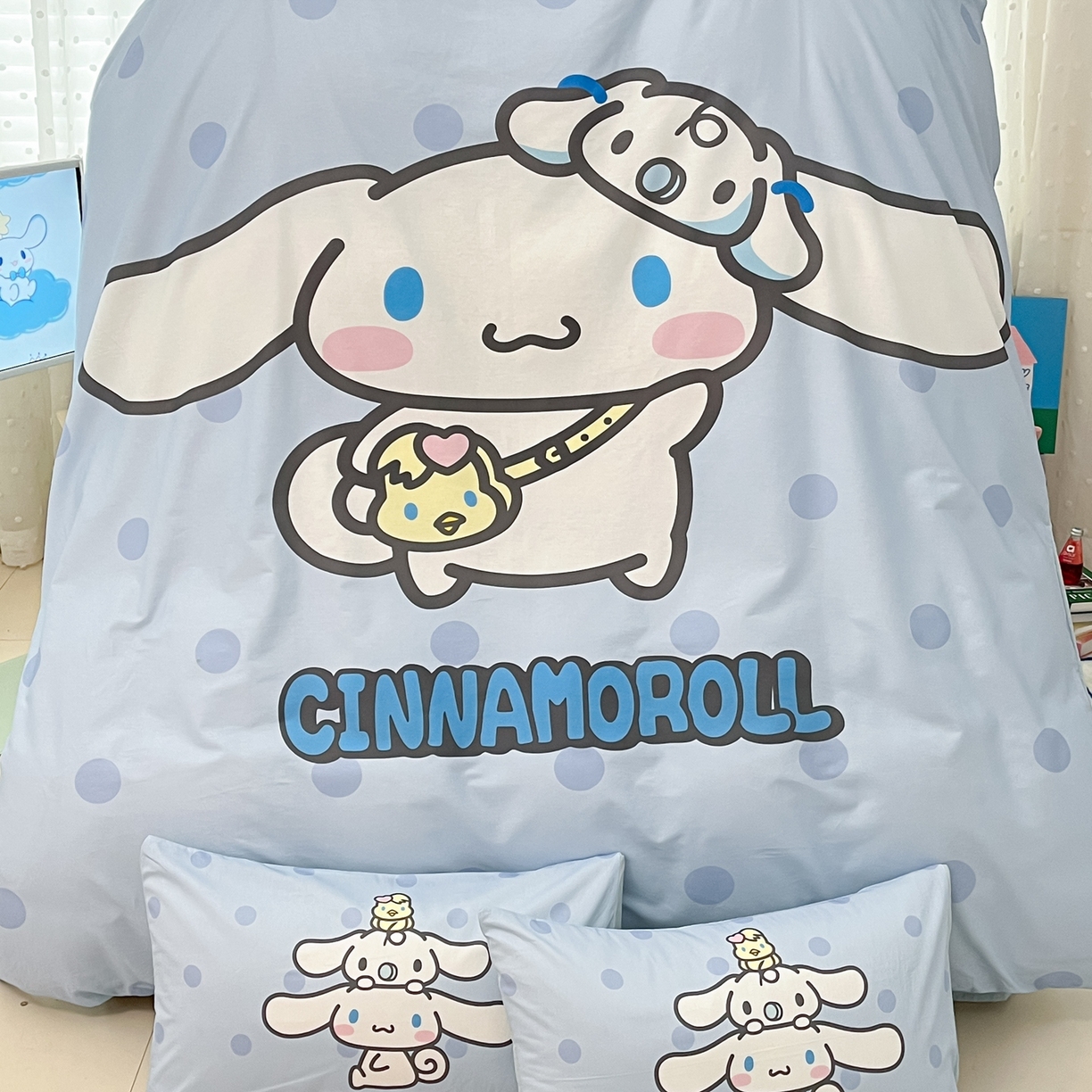 91家纺网 家纺一手货源 找家纺 博雅 2026春夏新款三丽鸥新花型全棉纯棉大版印花四件套 全棉大版-圈圈玉桂狗