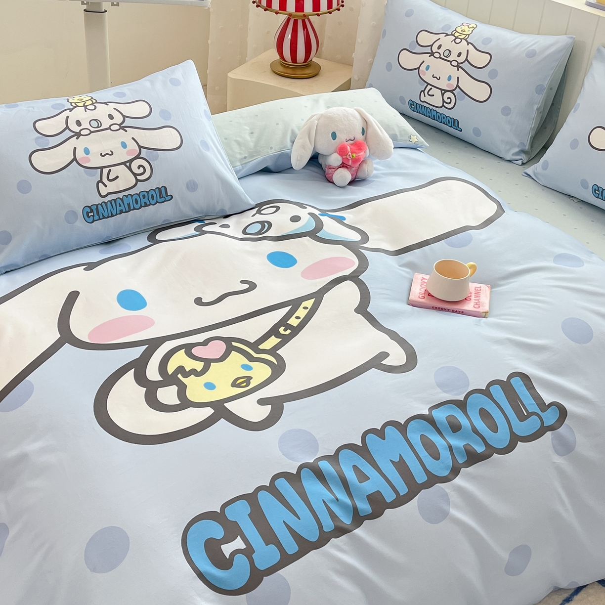 91家纺网 家纺一手货源 找家纺 博雅 2026春夏新款三丽鸥新花型全棉纯棉大版印花四件套 全棉大版-圈圈玉桂狗