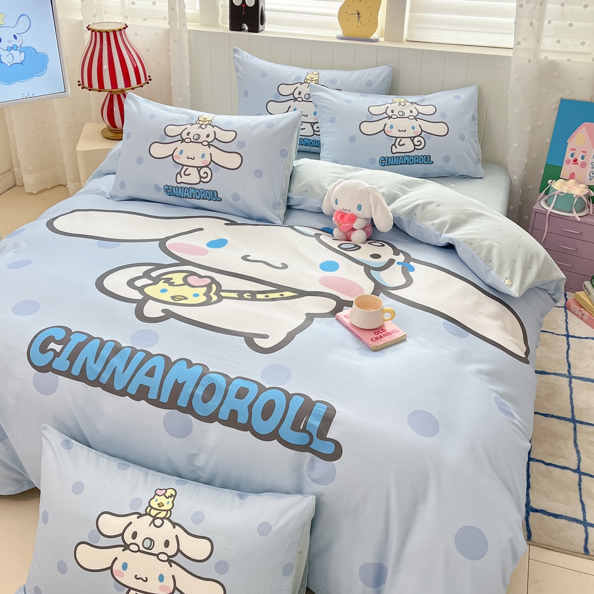 91家纺网 家纺一手货源 找家纺 博雅 2026春夏新款三丽鸥新花型全棉纯棉大版印花四件套 全棉大版-圈圈玉桂狗