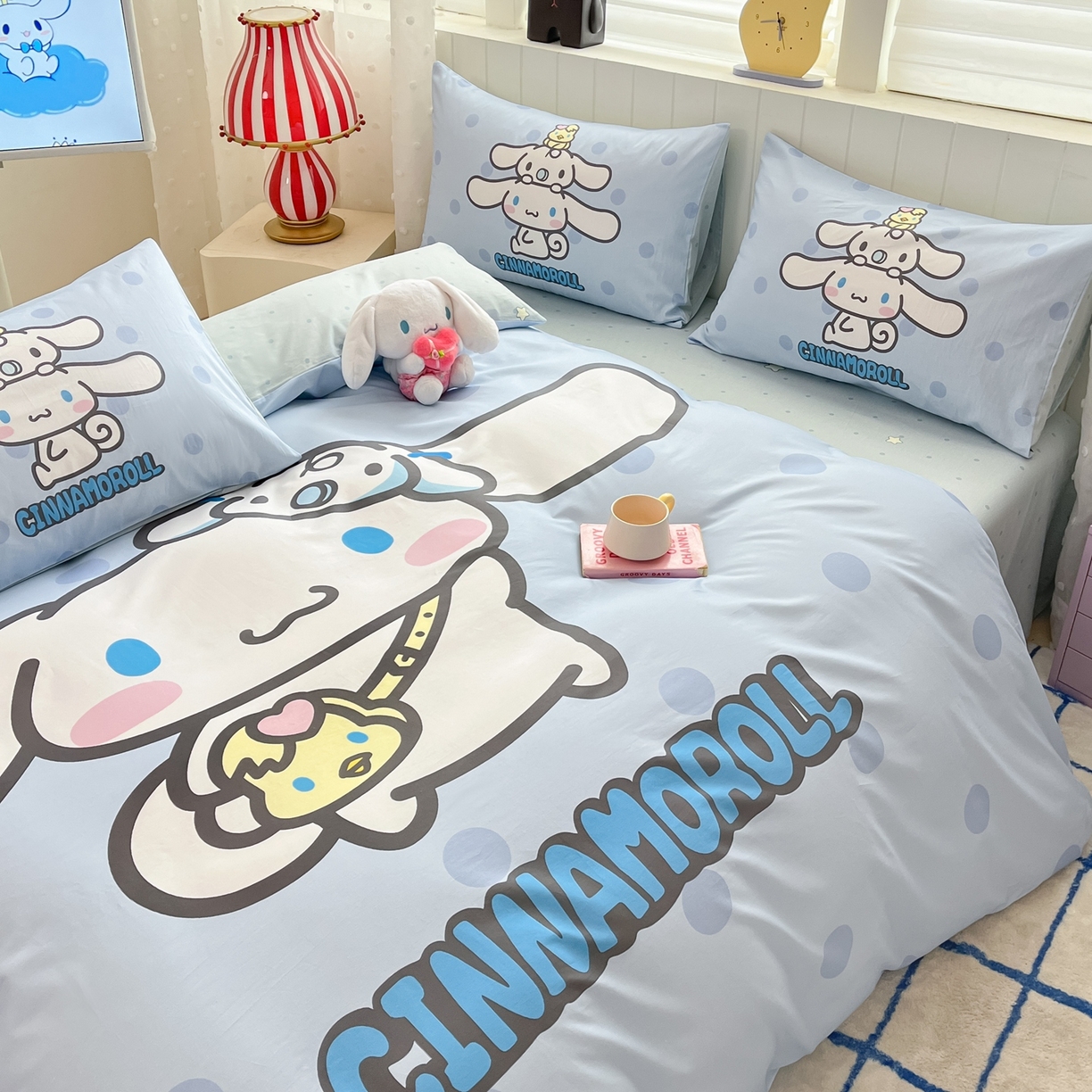 91家纺网 家纺一手货源 找家纺 博雅 2026春夏新款三丽鸥新花型全棉纯棉大版印花四件套 全棉大版-圈圈玉桂狗