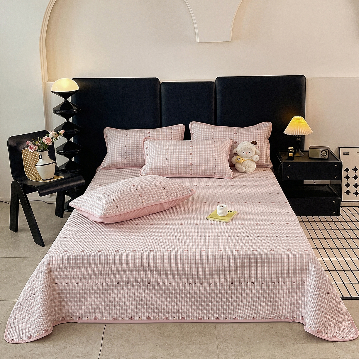 金丝兔 2026新款复古碎花亲肤水洗棉单床盖仿棉夹棉床盖床盖三件套 贝贝南瓜