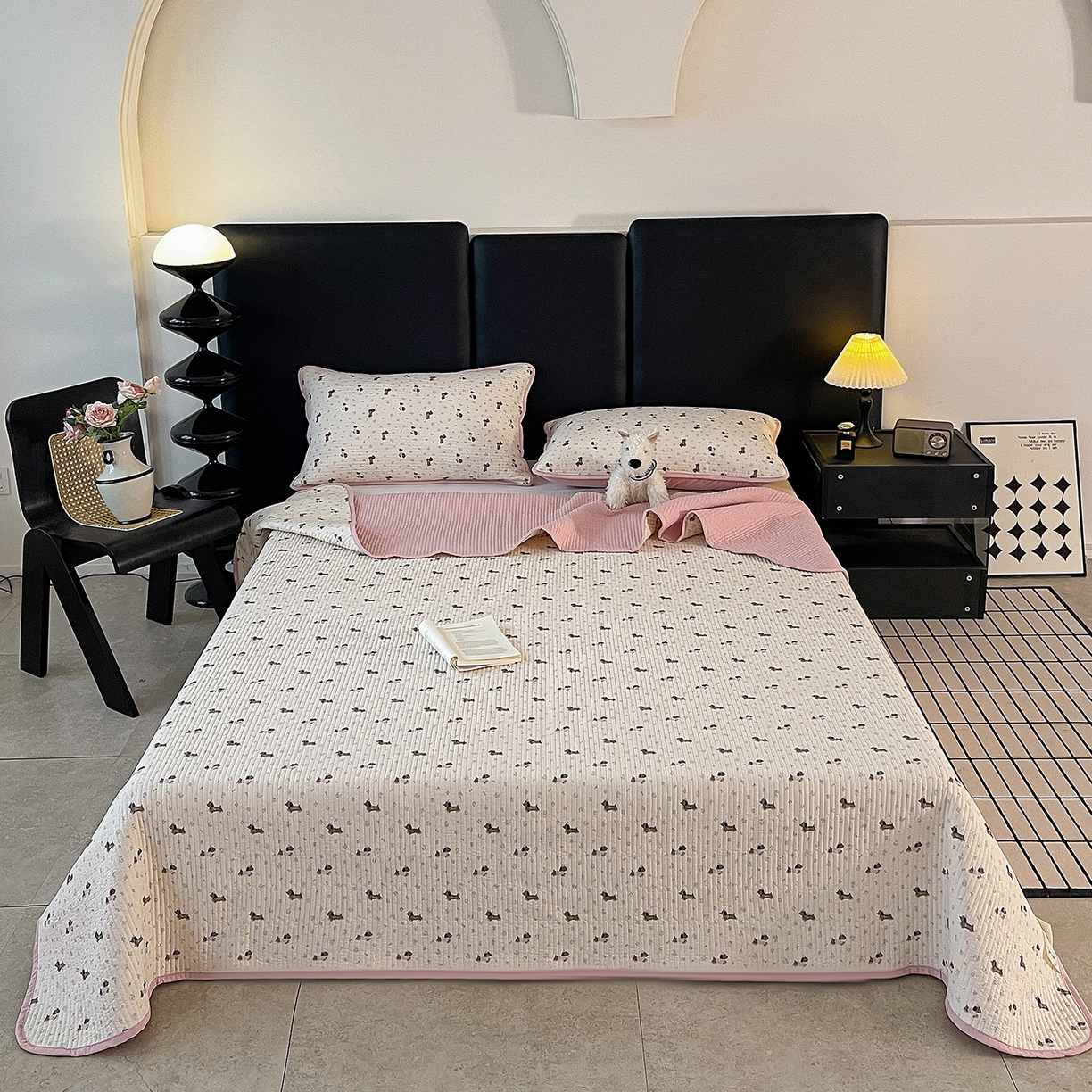 91家纺网 家纺一手货源 找家纺 金丝兔 2026新款复古碎花亲肤水洗棉单床盖仿棉夹棉床盖床盖三件套 布丁