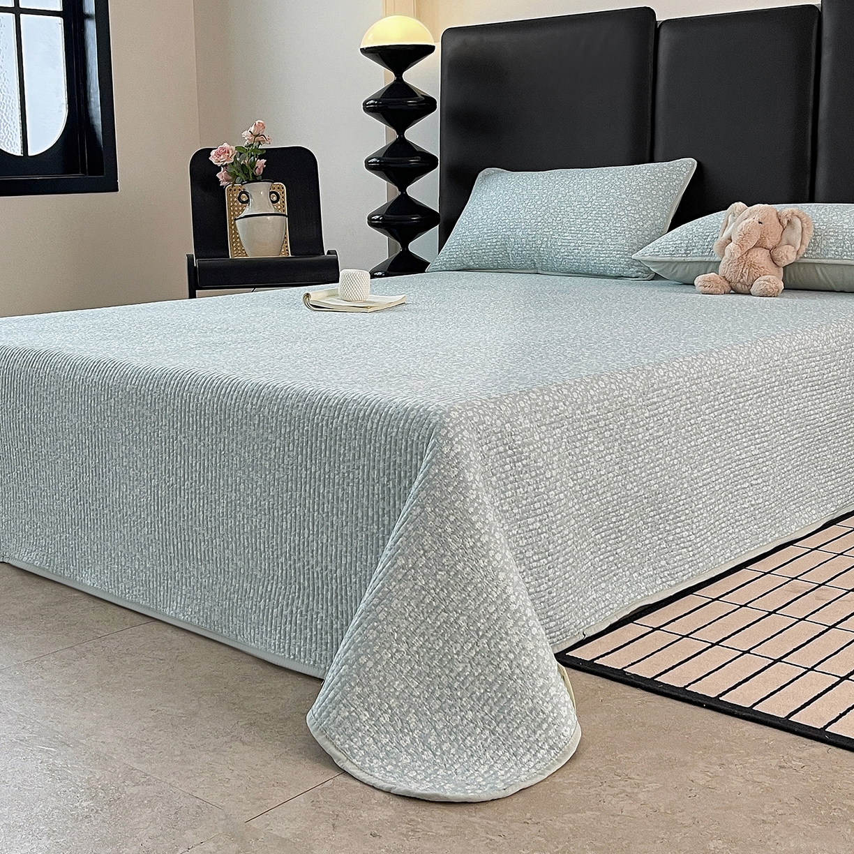 91家纺网 家纺一手货源 找家纺 金丝兔 2026新款复古碎花亲肤水洗棉单床盖仿棉夹棉床盖床盖三件套 朵真