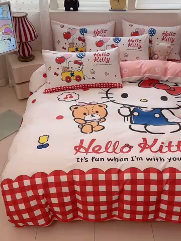 91家纺网 家纺一手货源 找家纺 （总）博雅 2026春夏新款三丽鸥新花型全棉纯棉大版印花四件套