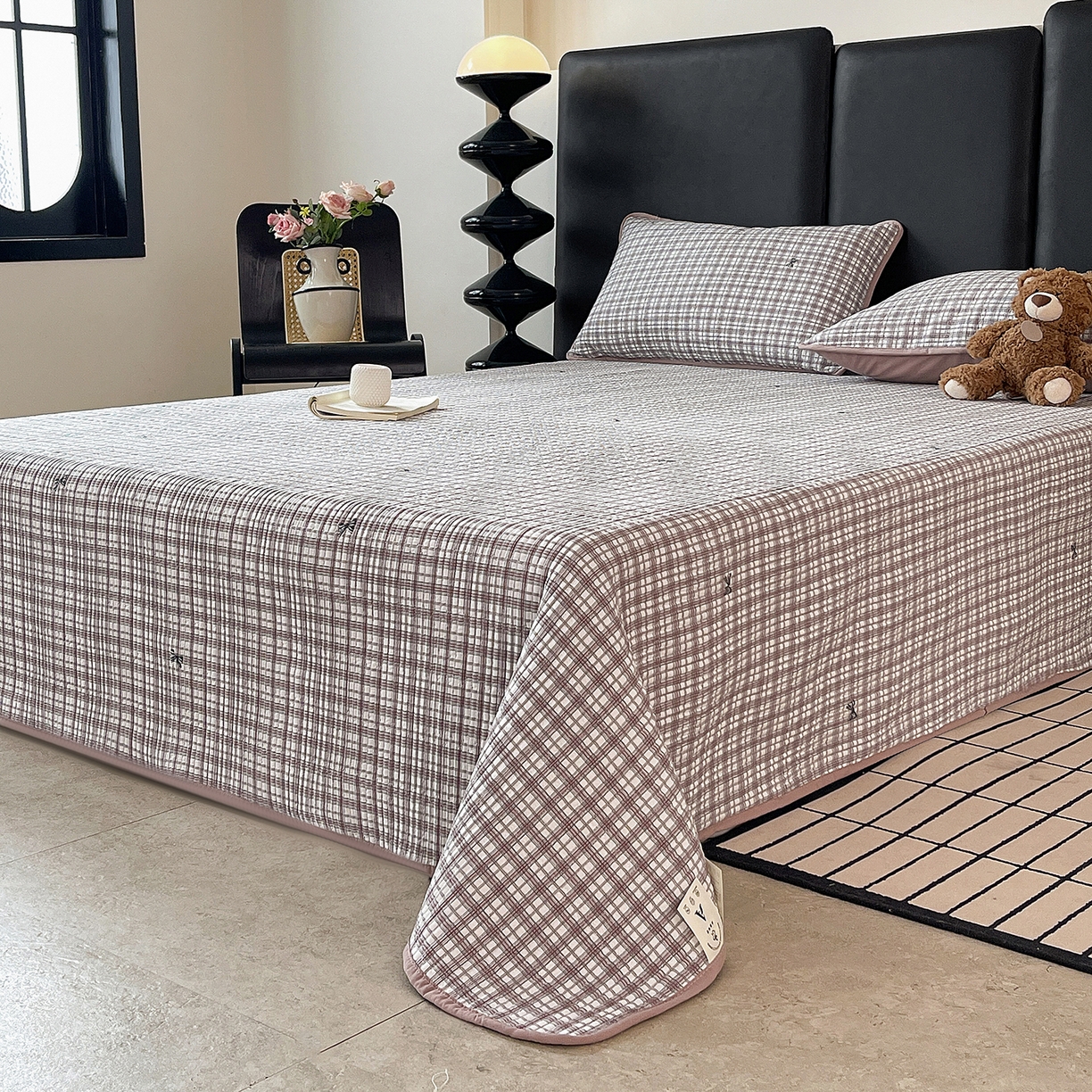 91家纺网 家纺一手货源 找家纺 金丝兔 2026新款复古碎花亲肤水洗棉单床盖仿棉夹棉床盖床盖三件套 茉莉清茶