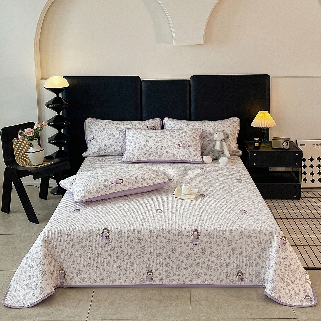 金丝兔 2026新款复古碎花亲肤水洗棉单床盖仿棉夹棉床盖床盖三件套 童话