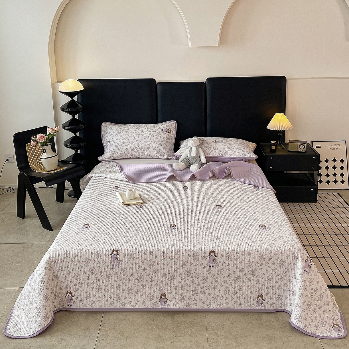 91家纺网 家纺一手货源 找家纺 金丝兔 2026新款复古碎花亲肤水洗棉单床盖仿棉夹棉床盖床盖三件套 童话